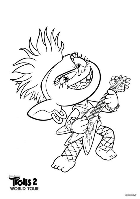 King peppy with a rattle. Best Coloring Pages Site: Trolls World Tour 2 Coloring Pages
