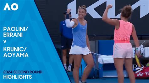 Errani Paolini V Aoyama Krunic Highlights Australian Open 2024 Second Round YouTube