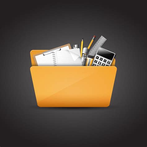 Yellow File Folder Icon Isolated On Black Background 1895856 Vector Art