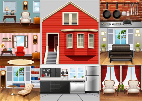 Different Rooms In The House 447881 Vector Art At Vecteezy