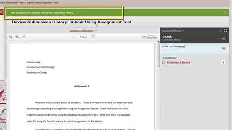 Blackboard Basics Part 7 Submitting Assignments Youtube