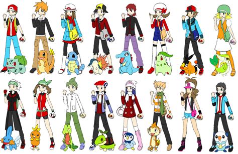 All The Pokemon Main Trainers By Narusasusupporter On Deviantart