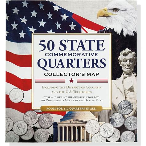 50 State Commemorative Quarters Collectors Map Includes Both Mints
