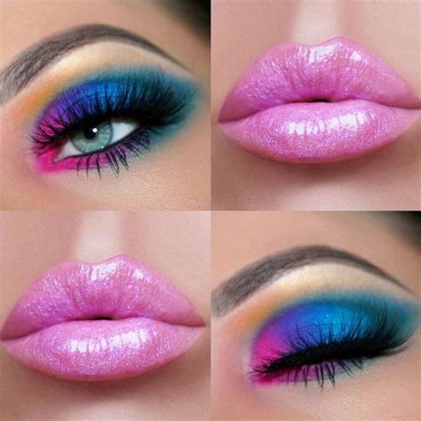Blue Eyeshadow With Pink 80s Makeup Idea Blueeyeshadow Simple And