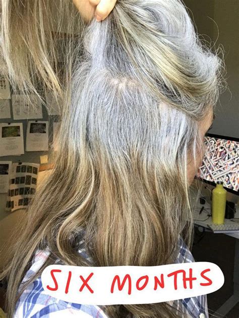 six months gray growout grayhaircolors transition to gray hair gray hair highlights gray