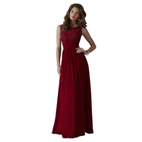 Dark Red Elegant Long Chiffon Bridesmaid Dresses 2016 New