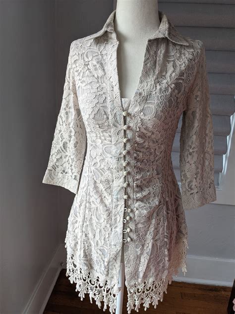 Victorian Style Lace Blouse Size Xs To S Etsy