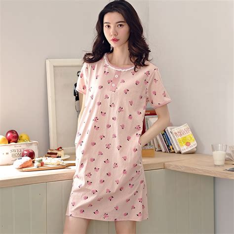 New Arrivals 100 Cotton Nightgowns Soft Home Dress Sexy Nightwear Women Sleepwear Flower Print
