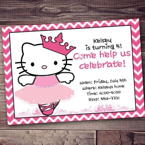 Kitty Invitation With Free Wording Party Customization Hello Kitty