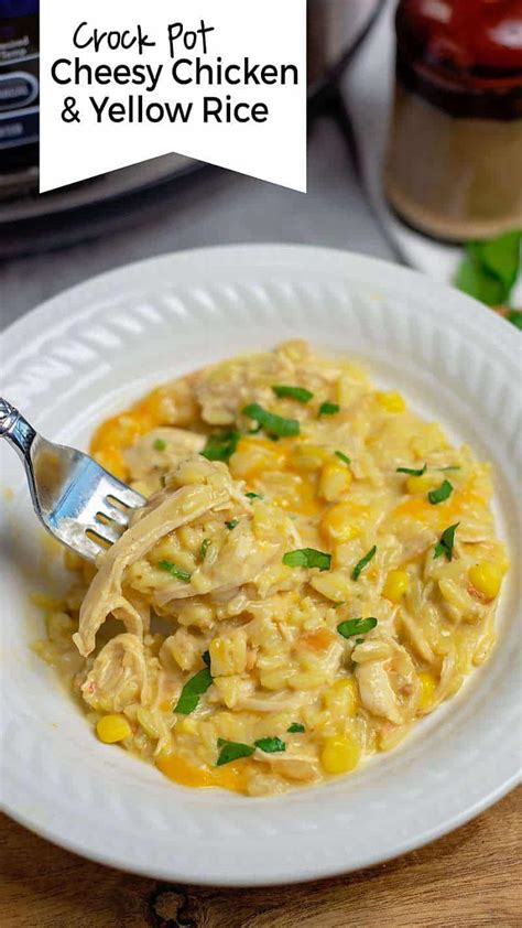 Ingredients for chicken and yellow rice: Crock-Pot Cheesy Chicken and Yellow Rice Recipe