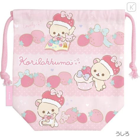 Japan Rilakkuma Drawstring Bag Korilakkuma Light Pink Kawaii Limited