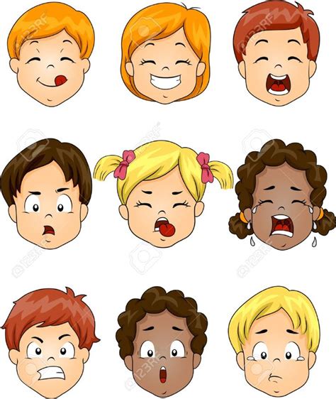 Ilustración Kids Con Mostrando Diferentes Expresiones Faciales