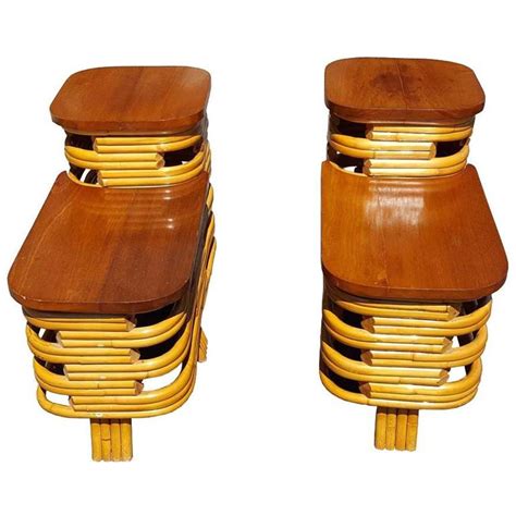 Vintage Mid Century Paul Frankl Style Rattan Side Tables Reduced 30 At