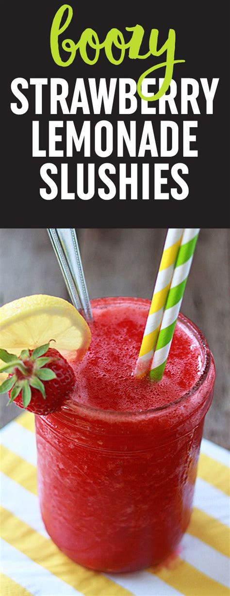 Boozy Strawberry Lemonade Slushies Recipe Lemonade Slushies