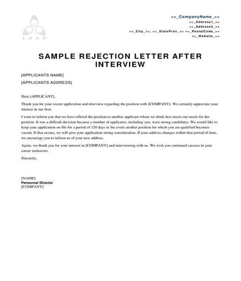 35 Job Rejection Letter From Applicant Templates Deliarena