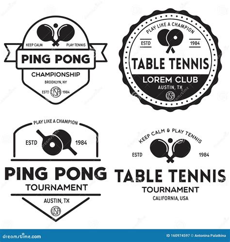 printvector set of ping pong logos emblems and design elements table tennis logotype templates