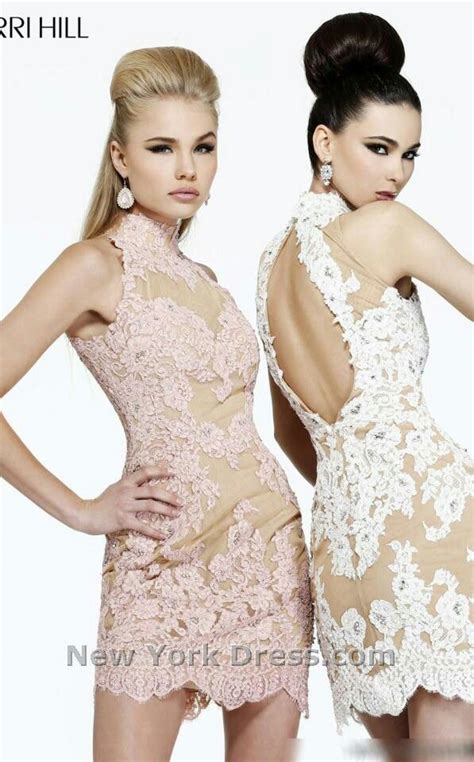 Dress In Blush Lace And White Lace On Nude Homecoming Dresses