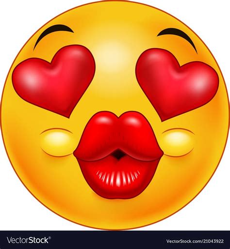 Cute Kissing Emoticon With Hearts Of Eyes As An Expression Of Love