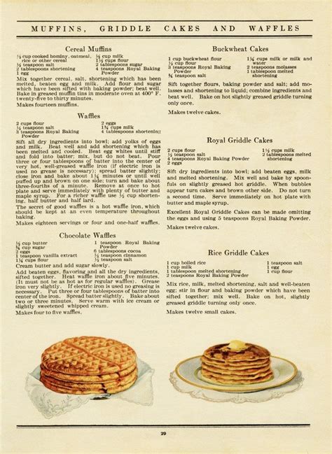 Free Vintage Printable Cookbook Recipe Page Waffles Pancakes Vintage