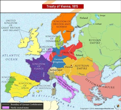Map Of Europe At The Time Of Treaty Of Vienna In 1815 Answers