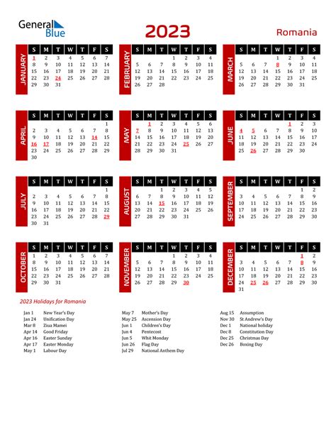 2023 Romania Calendar With Holidays