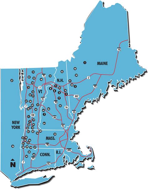 Map New England Ski Resorts Rhea Velvet