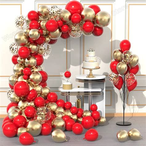 Red Gold Birthday Party Decorations Decoration Wedding Red Balloons Set Red Aliexpress