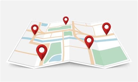 Folded Paper City Map With Red Pin Pointer Vector Illustration 2127648