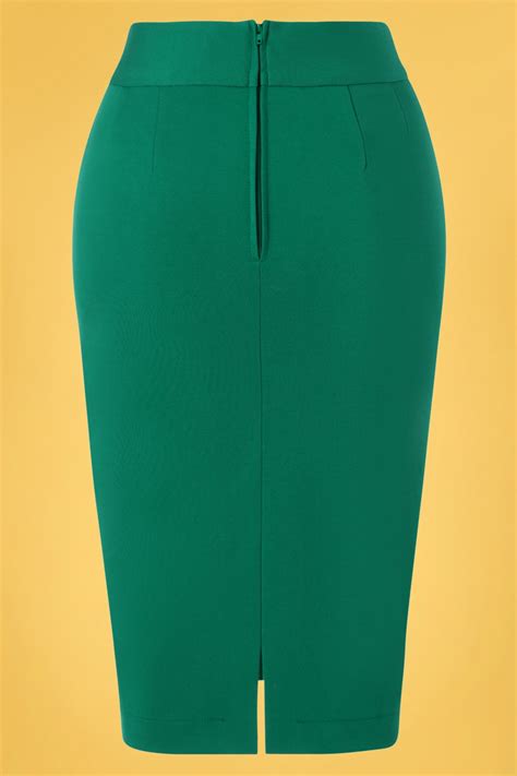 50s Classic Pencil Skirt In Emerald Green
