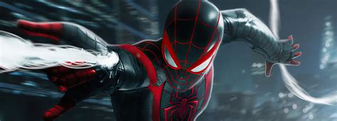 2500x900 Miles Morales Spider Man Black Suit 2500x900 Resolution