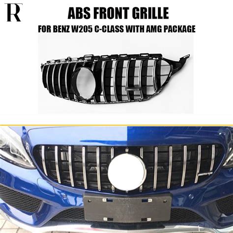 W205 Gtr Style Abs Silver Front Bumper Mesh Grill Grille For Benz W205