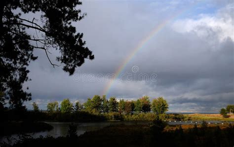Rainbow Forms Over Lake Superior Stock Photo Image Of Lake Peninsula
