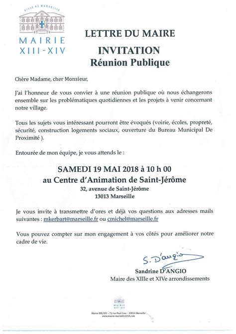Mai Invitation Réunion Publique Mairie ème et ème