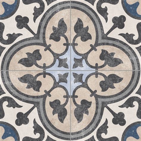 Victoriana Encaustic Effect Porcelain Floor Tile Patterned Floor