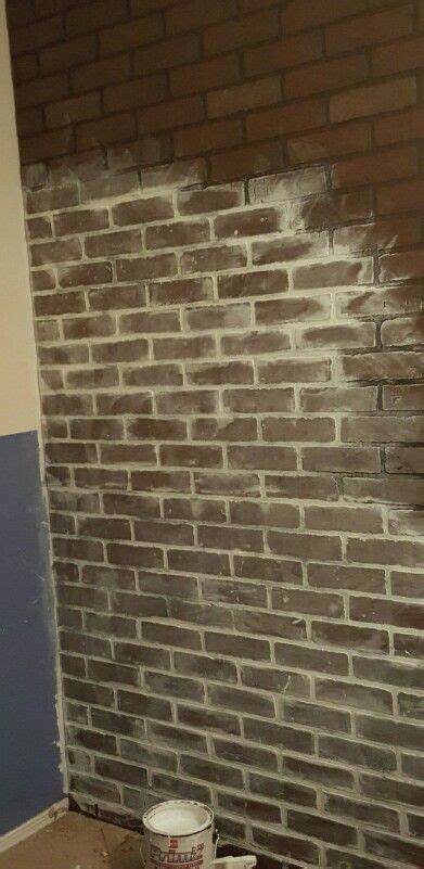 Lowes Panel Faux Brick Wall Whitewashed With White Primer Diy Faux