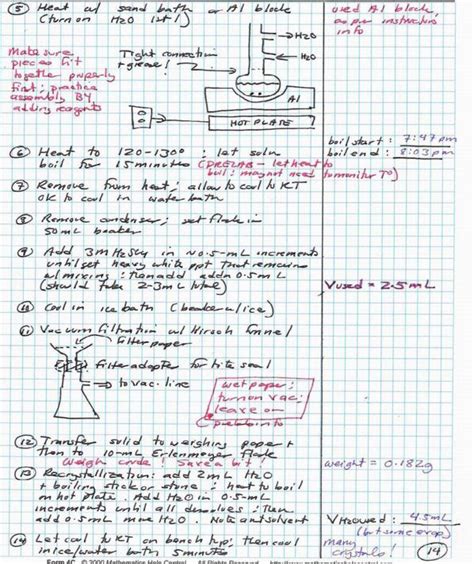 Undergrad Teaching Lab Notebook Example Page Teaching Lab Chemistry