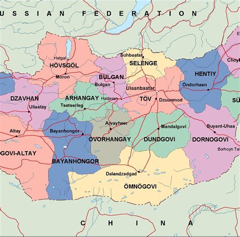 Mongolia Political Map Eps Illustrator Map Vector World Maps