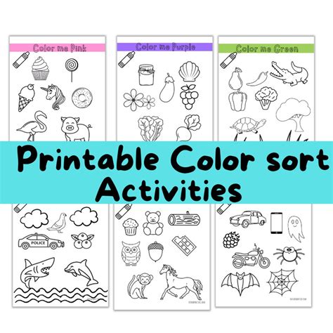 Printable Coloring Worksheets For Toddlers Learning Colors Etsy