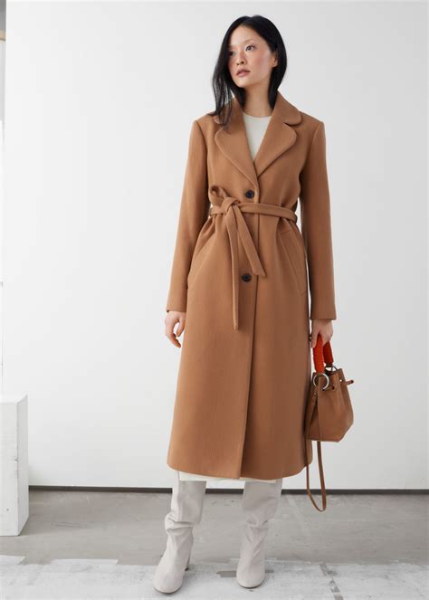 A Line Wool Blend Belted Coat Beige Woolcoats And Other Stories