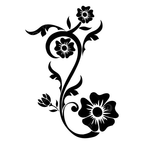 Gambar Hiasan Bunga Siluet Handdraw Ornamen Bunga Desain Vektor Bunga