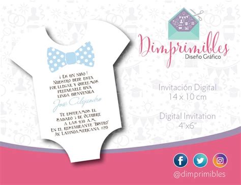 Invitación Digital Baby Shower Pañalero Niño Imprimible