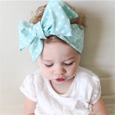 Summer Dot Big Hair Head Band Bows Wrap Cute Accessories For Baby Girl