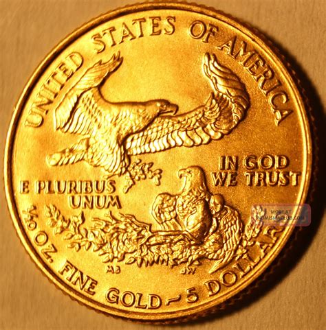 1990 110 Troy Oz Gold American Eagle 5 U S Gold Bullion Coin Bu Unc