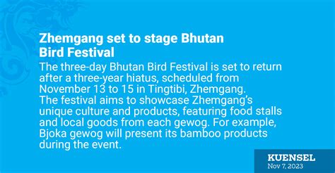 Zhemgang Set To Stage Bhutan Bird Festival Kuensel Online