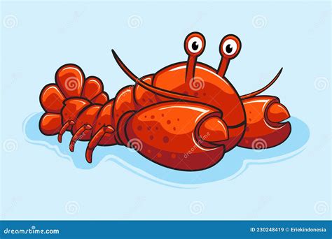 Lobster Cartoon Cute Crayfish Illustration Stock Vector Illustration