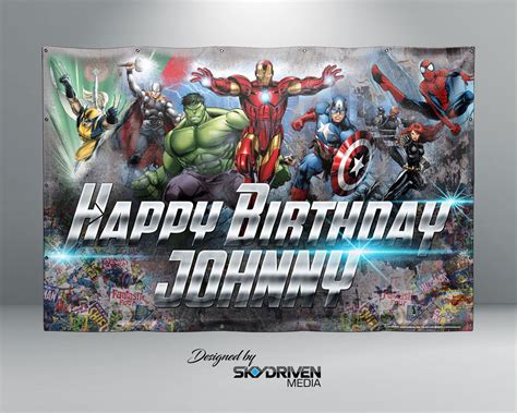 Marvel Avengers Birthday Banner Custom Iron Man Spider Man Etsy