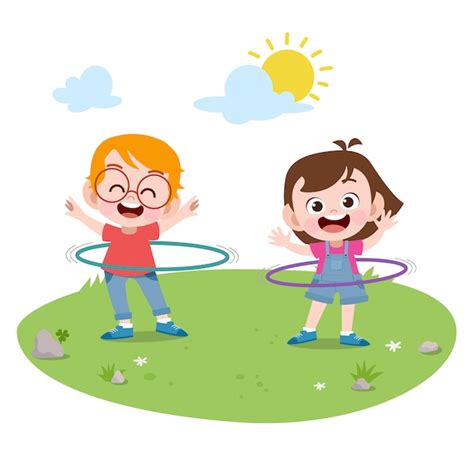 Premium Vector Kids Playing Together Vector Illustration