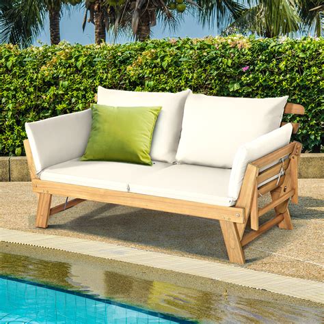 Don't forget to accent your modern outdoor daybed with some modern outdoor pillows and poufs. Topbuy Outdoor Folding Daybed Patio Acacia Wood ...