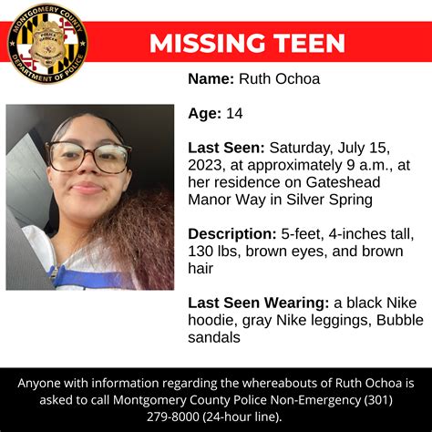 14 Year Old Girl Missing From Silver Spring Since Saturday Police