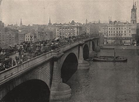 London Bridge The Bridge Looking North 1895 Old Antique Print Picture